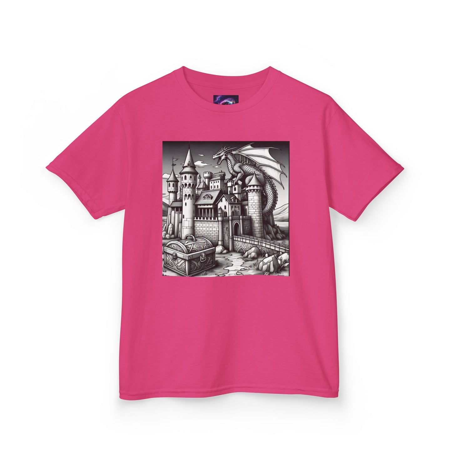 Kids Color Your Own Dragon Castle Tee - Fantasy Adventure Shirt for Imaginative Play