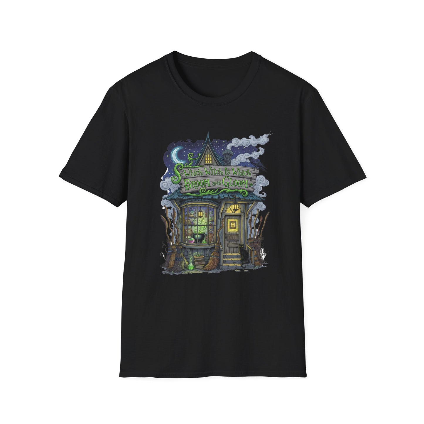 Halloween Which Witch Is Which Broom and Gloom Unisex T-Shirt, Spooky Shirt, Graphic Tee, Fall Apparel, Halloween Gift, Cozy Casual Wear