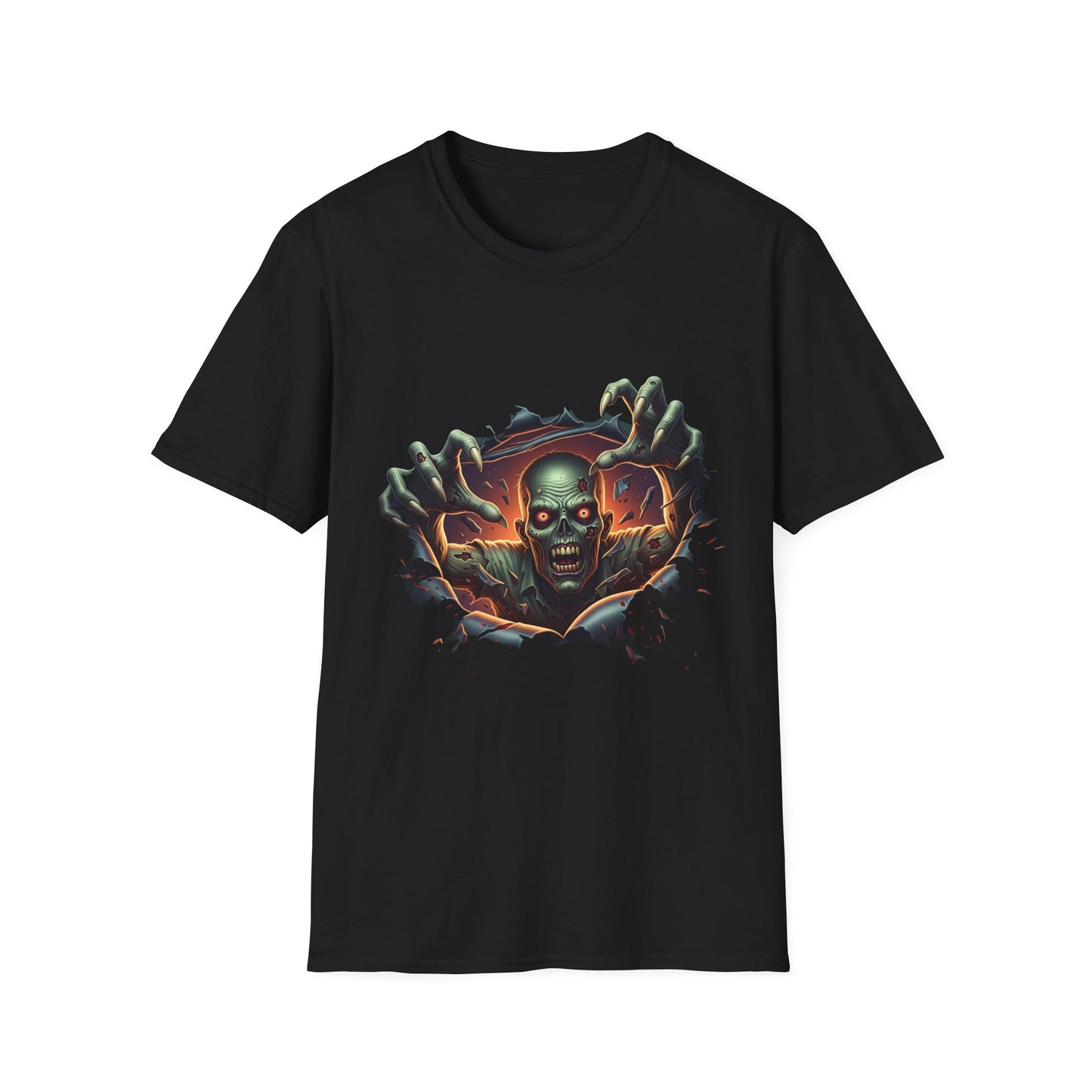 3D Spooky Zombie Graphic T-Shirt, Halloween Shirt, Unisex Softstyle Tee, Gift for Horror Fans, Casual Wear, Creepy Apparel
