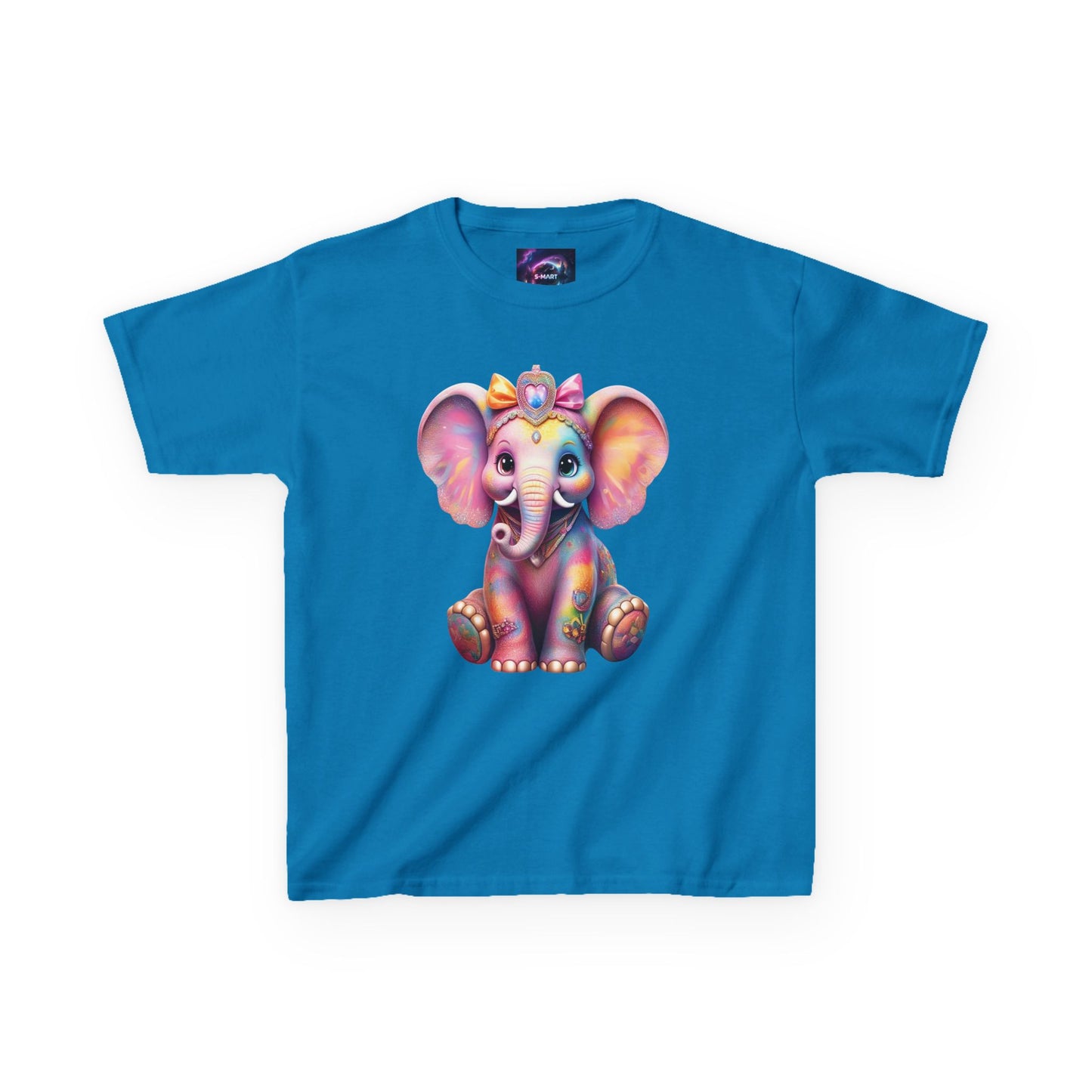 Colorful Elephant Kids Heavy Cotton Tee for Playful Adventures