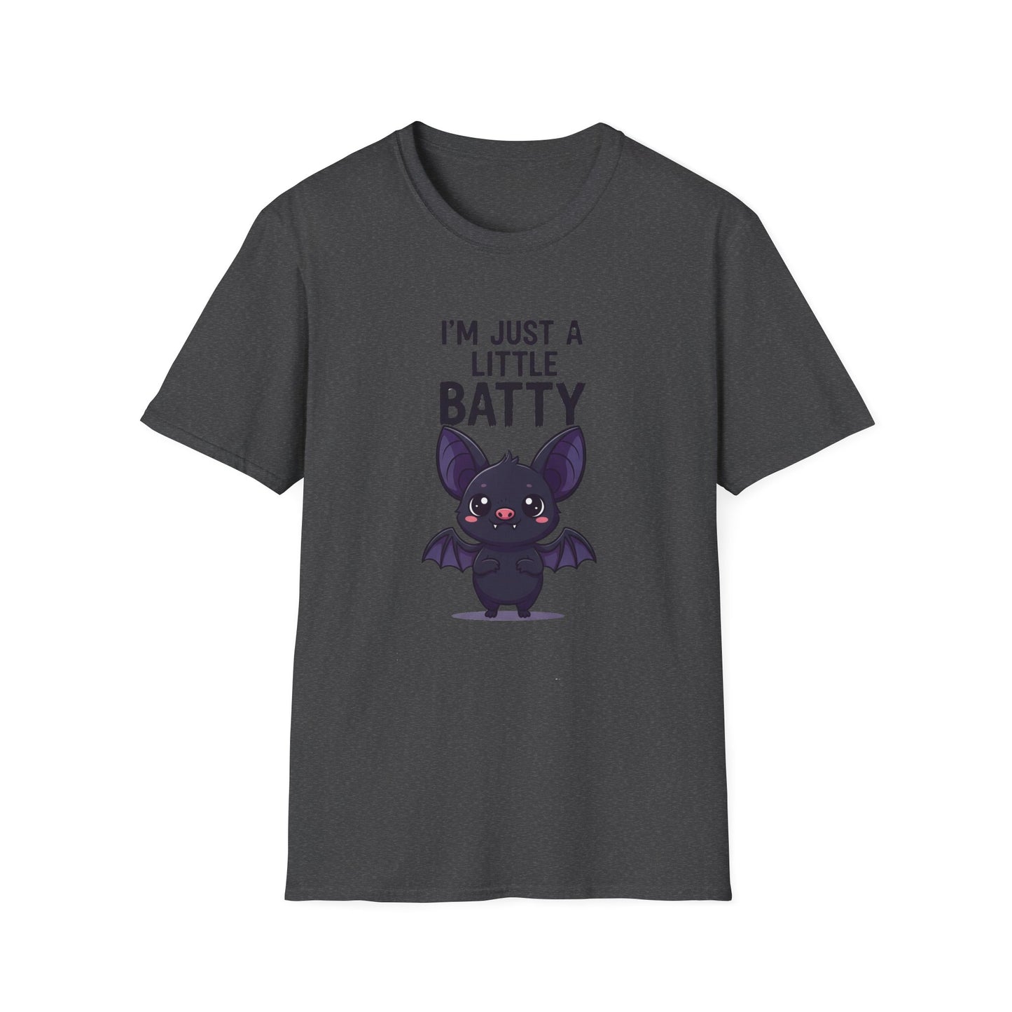 Cute I'm Just A Little Batty Graphic Tee, Funny Halloween T-Shirt, Gift for Bat Lovers, Unisex Softstyle Shirt, Quirky Casual Wear