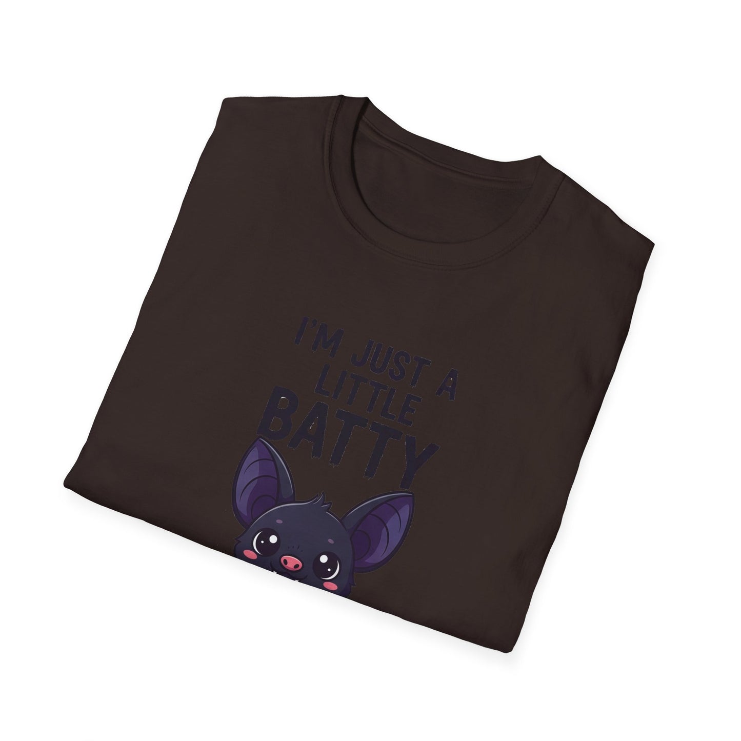 Cute I'm Just A Little Batty Graphic Tee, Funny Halloween T-Shirt, Gift for Bat Lovers, Unisex Softstyle Shirt, Quirky Casual Wear