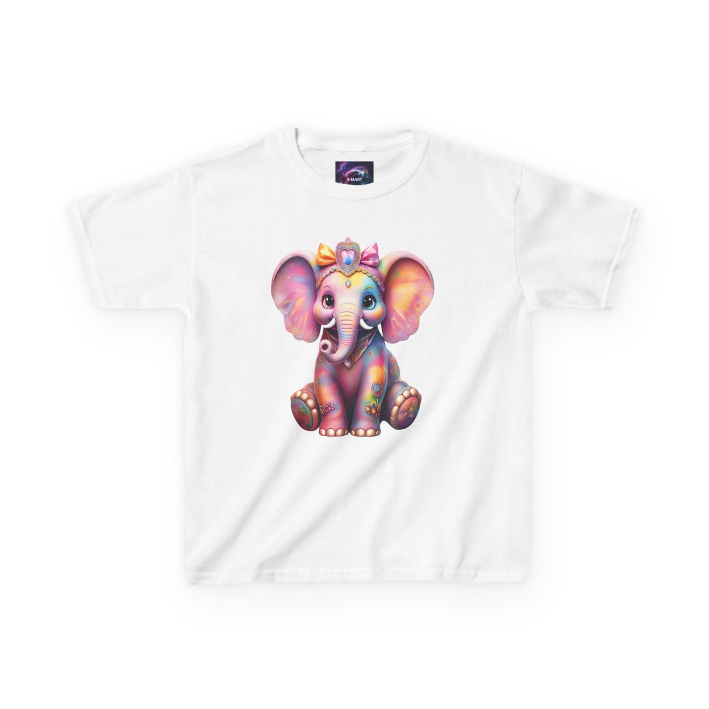 Colorful Elephant Kids Heavy Cotton Tee for Playful Adventures