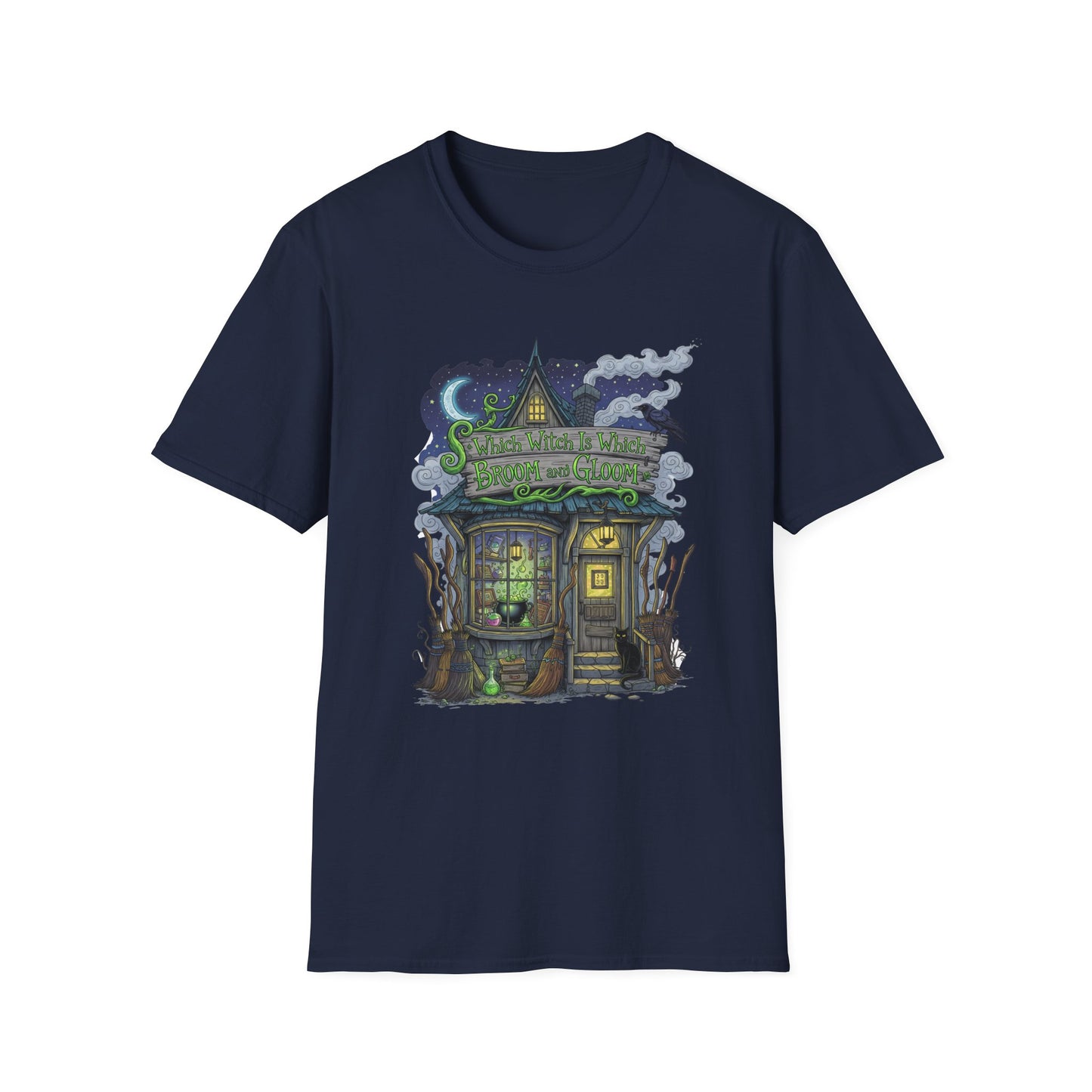 Halloween Which Witch Is Which Broom and Gloom Unisex T-Shirt, Spooky Shirt, Graphic Tee, Fall Apparel, Halloween Gift, Cozy Casual Wear