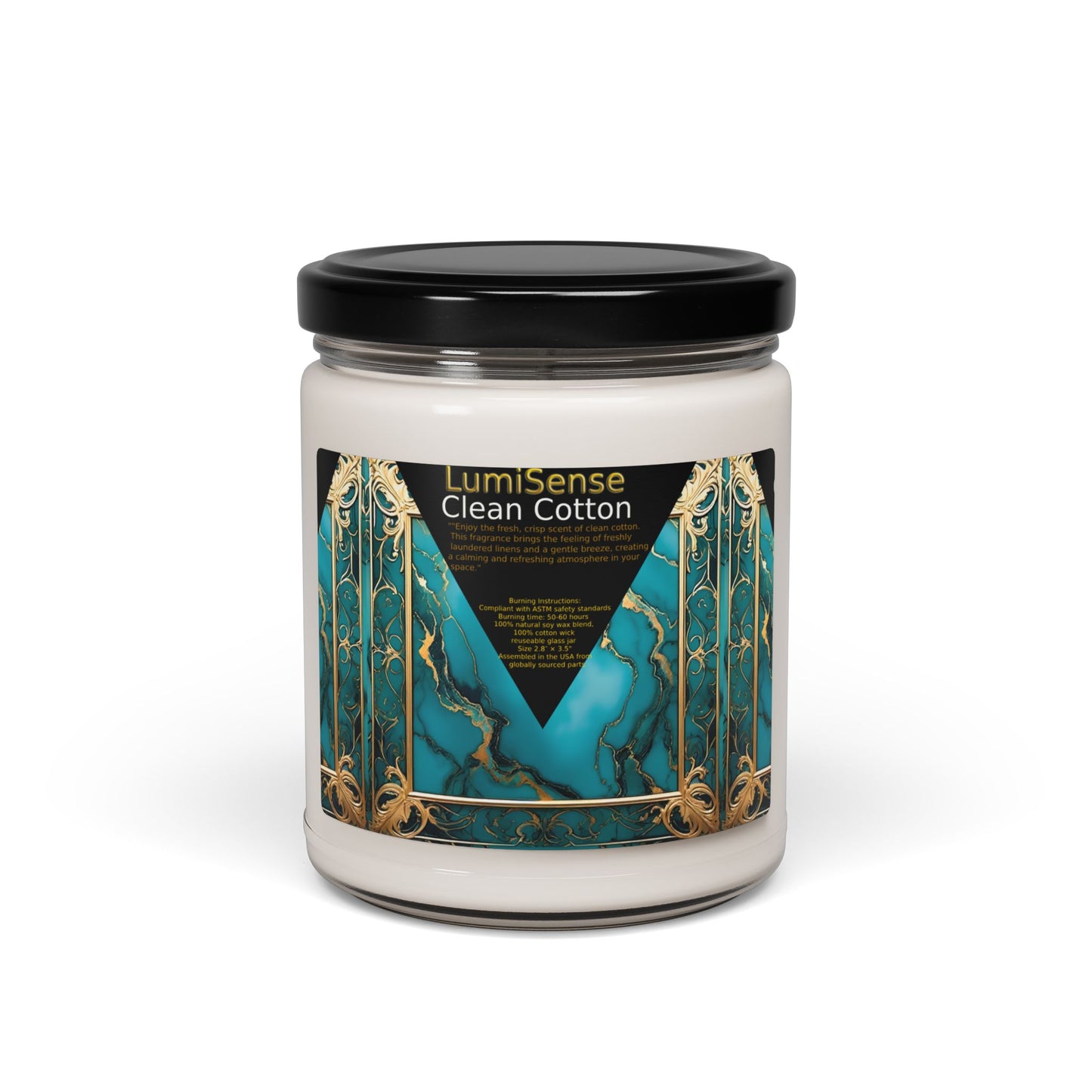 LumiSense Clean Cotton Scented Soy Candle - 9oz Aroma for Home Relaxation