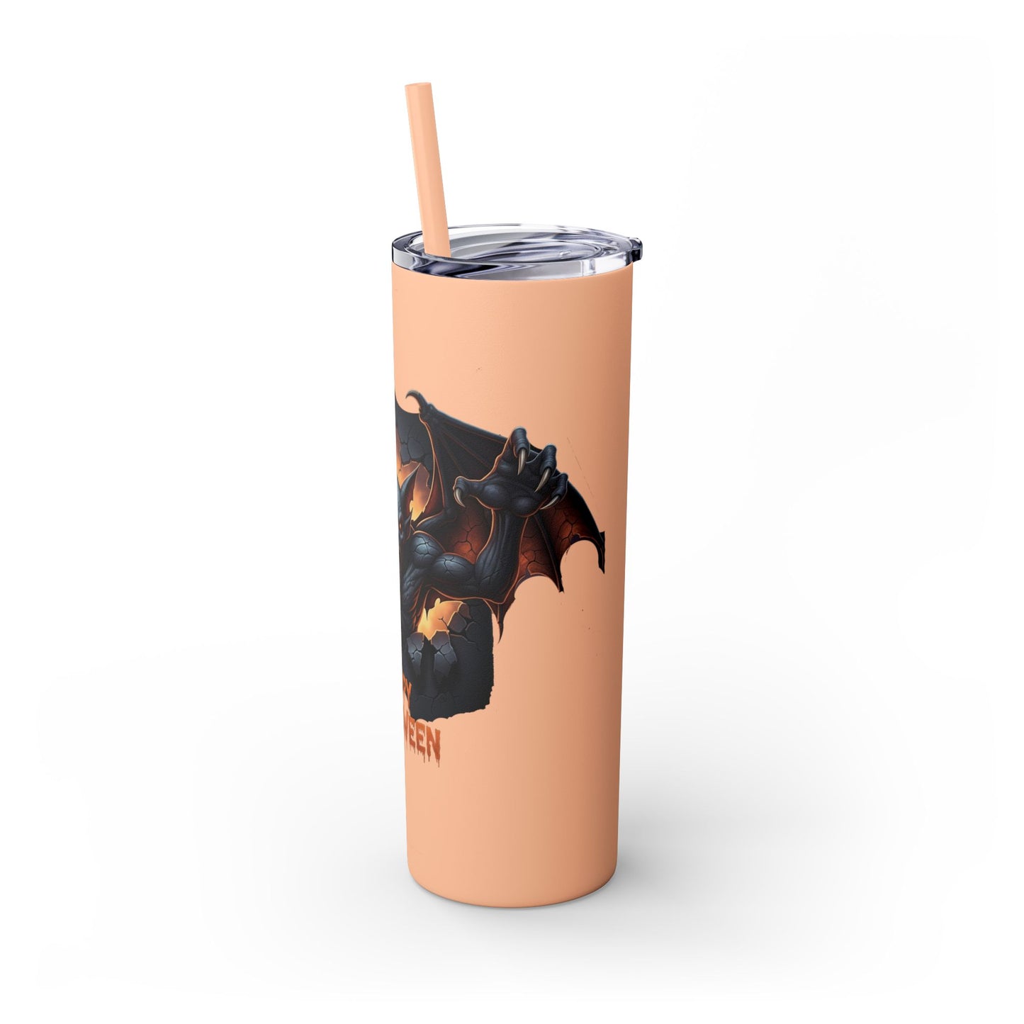 Halloween Gargoyle Skinny Tumbler with Straw, Spooky Drinkware, Perfect for Parties, Fall Decor, Trick or Treat Gifts