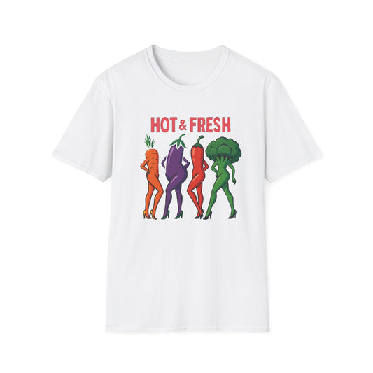 Hot & Fresh Vegetable Graphic T-Shirt, Fun Unisex Tee, Cute Foodie Gift, Summer Outfit, Vegan Fashion Statement