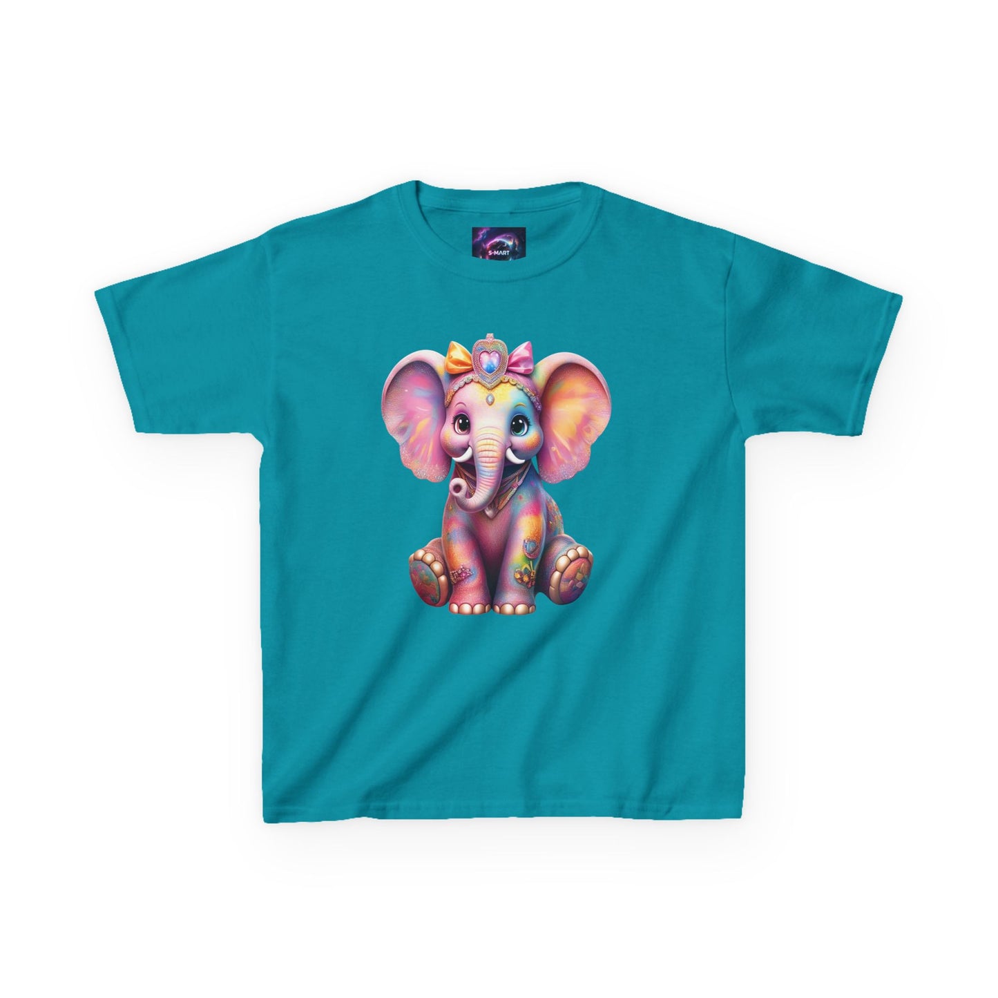 Colorful Elephant Kids Heavy Cotton Tee for Playful Adventures