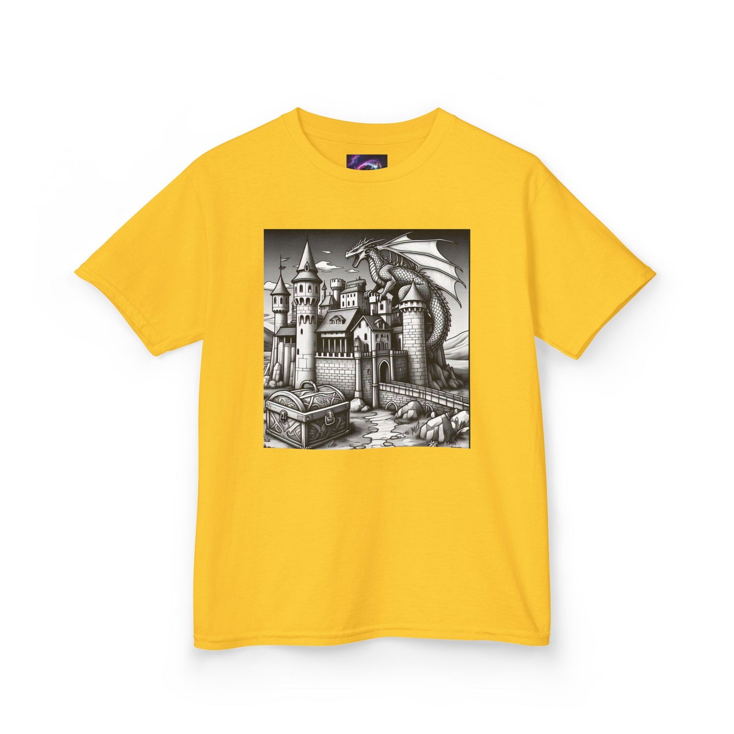 Kids Color Your Own Dragon Castle Tee - Fantasy Adventure Shirt for Imaginative Play