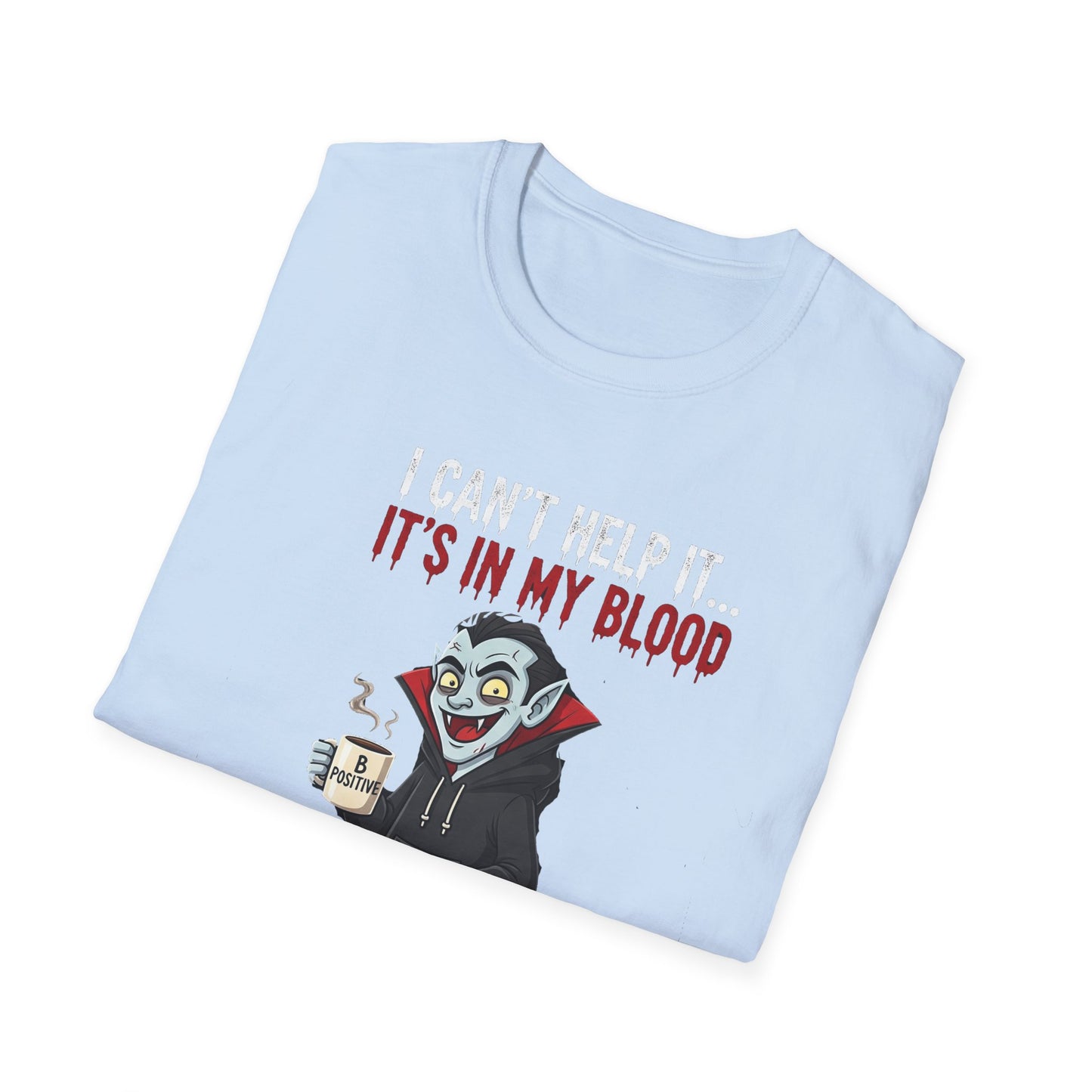 Coffee Lover's Vampire Its In My Blood Unisex T-Shirt, Funny Graphic Tee, Gift for Baristas, Coffee Addicts, Casual Wear, Halloween Apparel