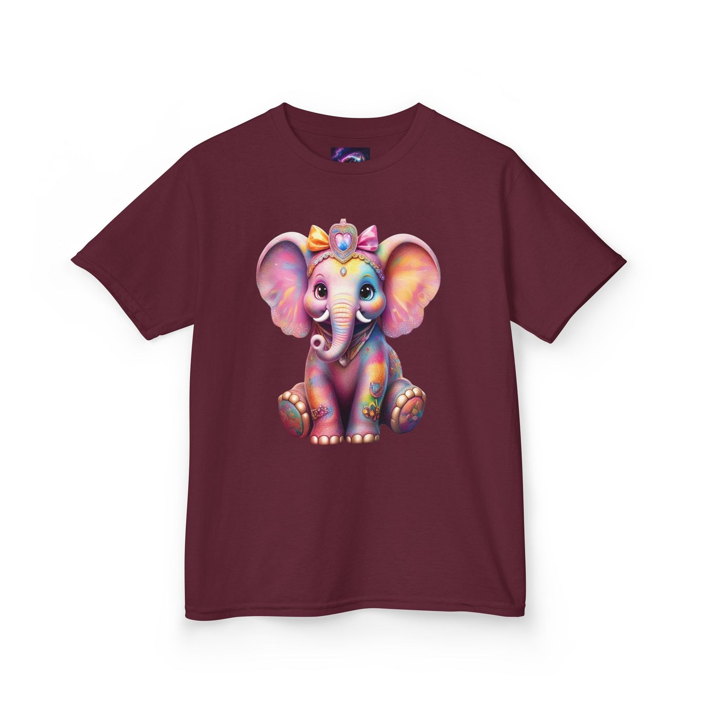 Colorful Elephant Kids Heavy Cotton Tee for Playful Adventures