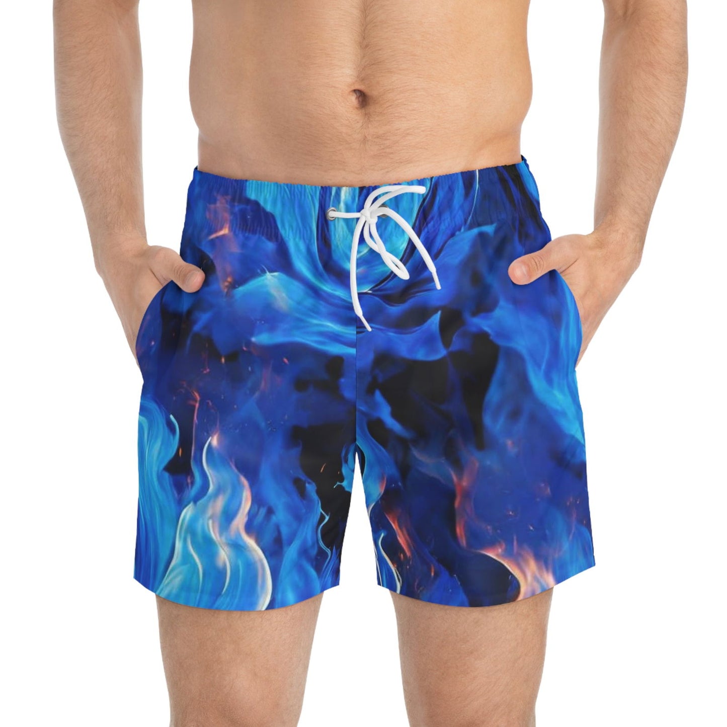 Blue Fire Swim Trunks (AOP) - S-Mart Shop Smart Treasures