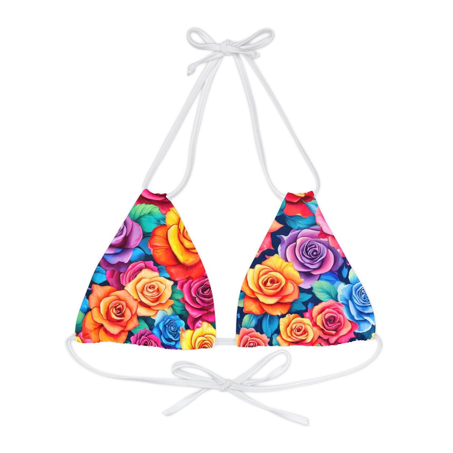 Bright Flowers 1 Strappy Triangle Bikini Top (AOP) - S-Mart Shop Smart Treasures