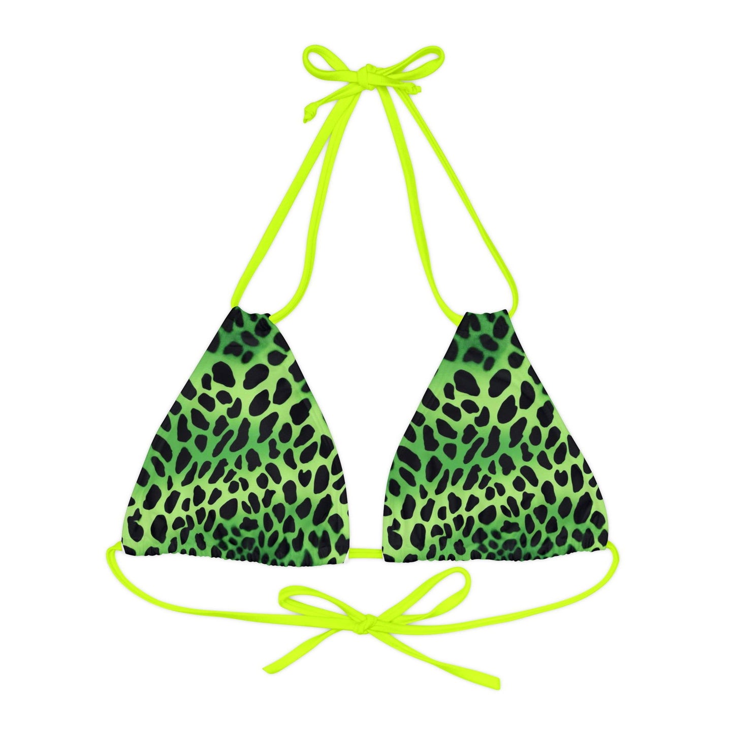 Green Leopard Strappy Triangle Bikini Top (AOP) - S-Mart Shop Smart Treasures