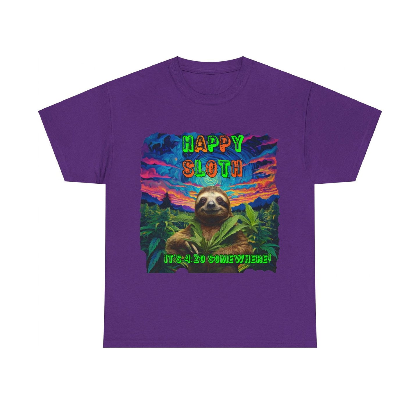 Happy Sloth 420 Some Where Unisex Heavy Cotton Tee - S-Mart Shop Smart Treasures