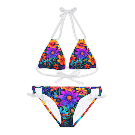 Psychodelia Flower Power Strappy Bikini Set (AOP) - S-Mart Shop Smart Treasures
