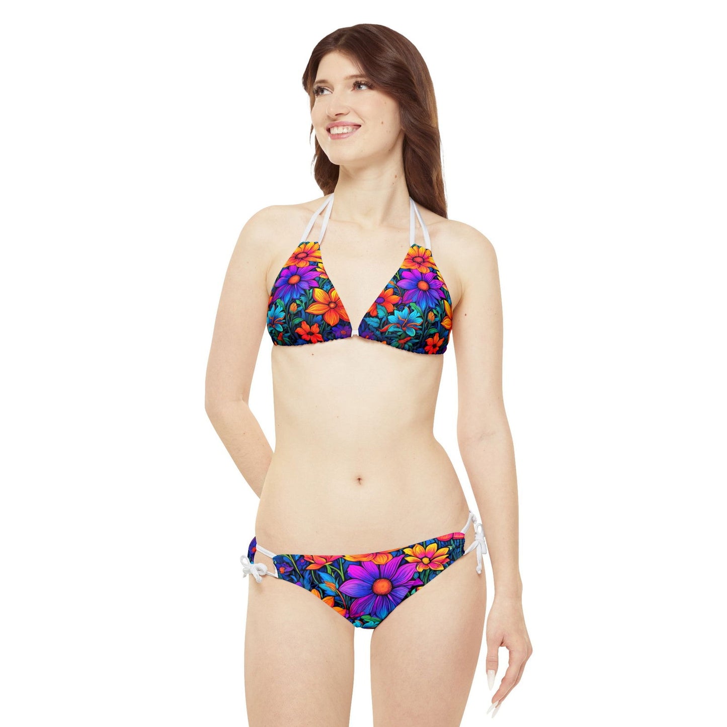 Psychodelia Flower Power Strappy Bikini Set (AOP) - S-Mart Shop Smart Treasures