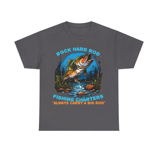 Rock Hard Rod Fishing Charters Unisex Heavy Cotton Tee - S-Mart Shop Smart Treasures