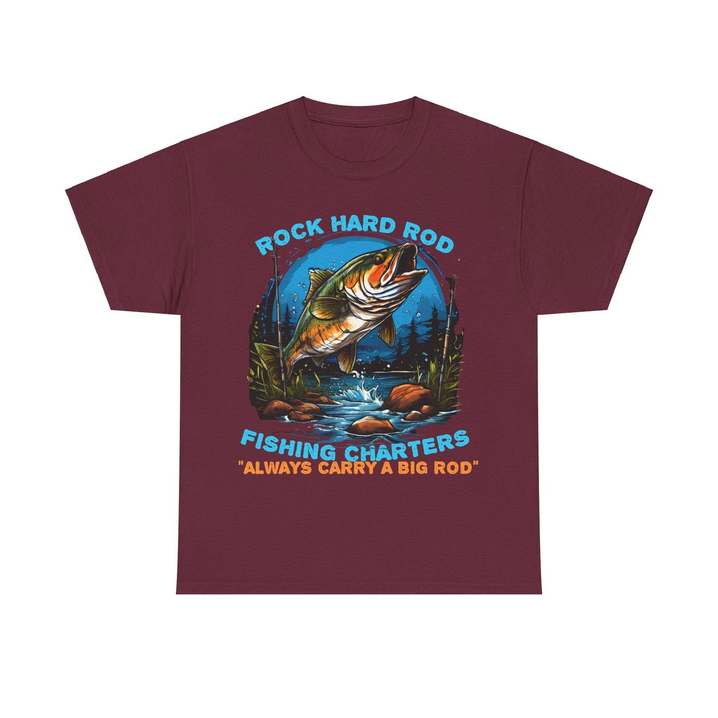 Rock Hard Rod Fishing Charters Unisex Heavy Cotton Tee - S-Mart Shop Smart Treasures