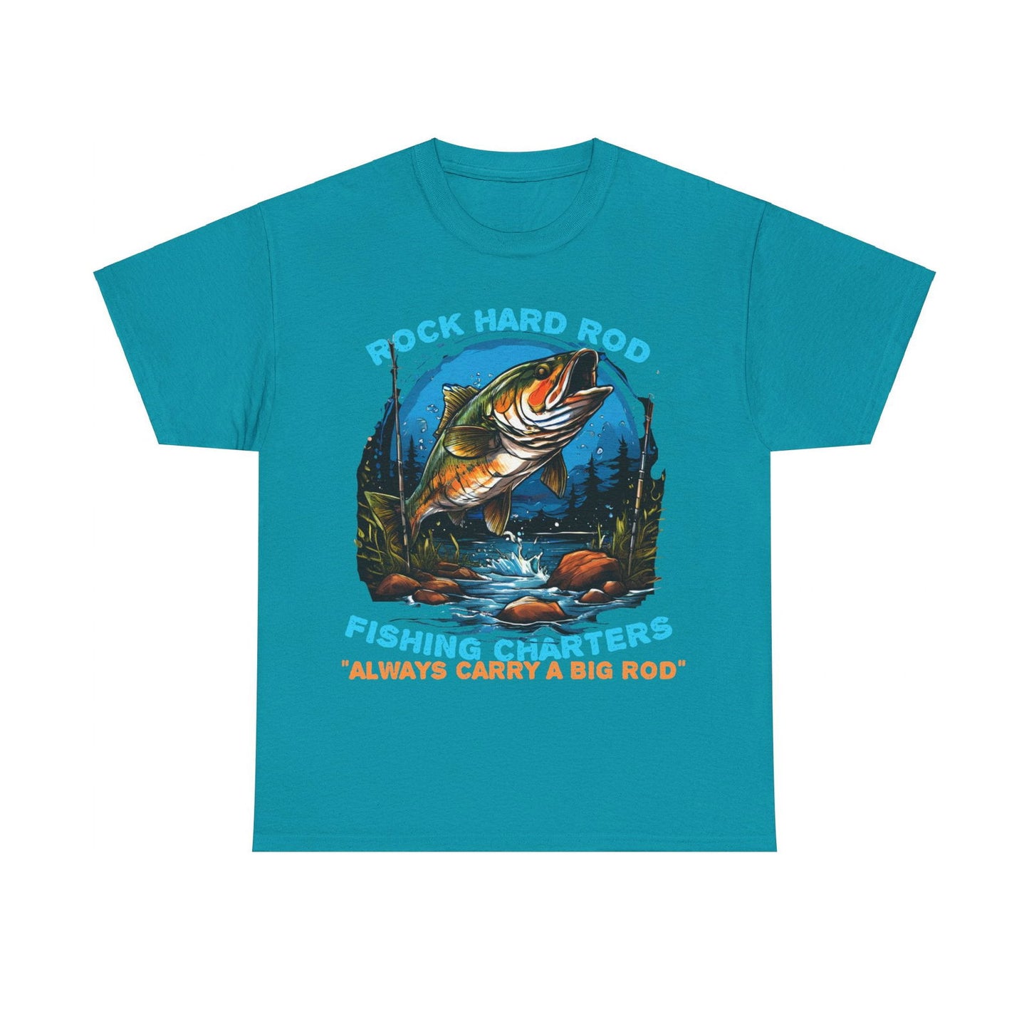 Rock Hard Rod Fishing Charters Unisex Heavy Cotton Tee - S-Mart Shop Smart Treasures