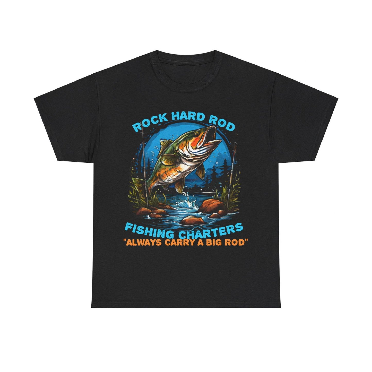 Rock Hard Rod Fishing Charters Unisex Heavy Cotton Tee - S-Mart Shop Smart Treasures