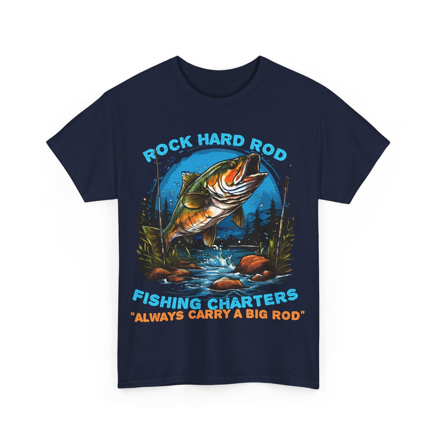 Rock Hard Rod Fishing Charters Unisex Heavy Cotton Tee - S-Mart Shop Smart Treasures