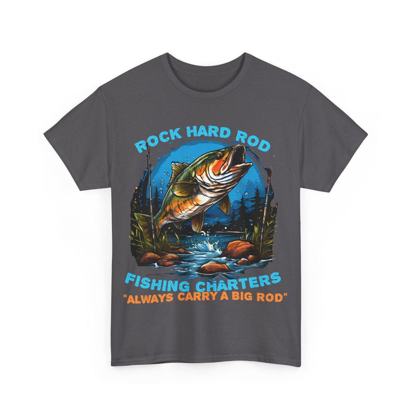 Rock Hard Rod Fishing Charters Unisex Heavy Cotton Tee - S-Mart Shop Smart Treasures