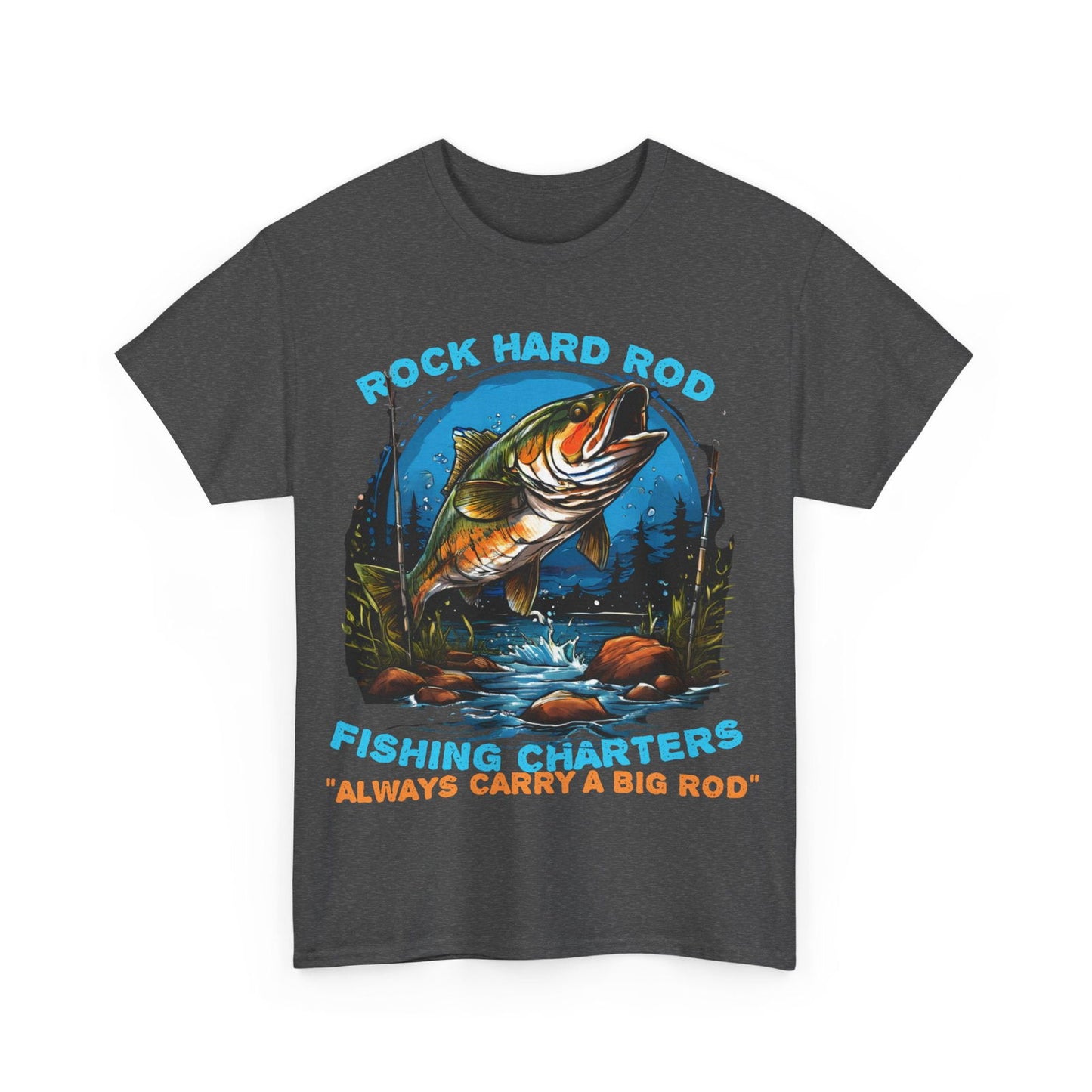 Rock Hard Rod Fishing Charters Unisex Heavy Cotton Tee - S-Mart Shop Smart Treasures