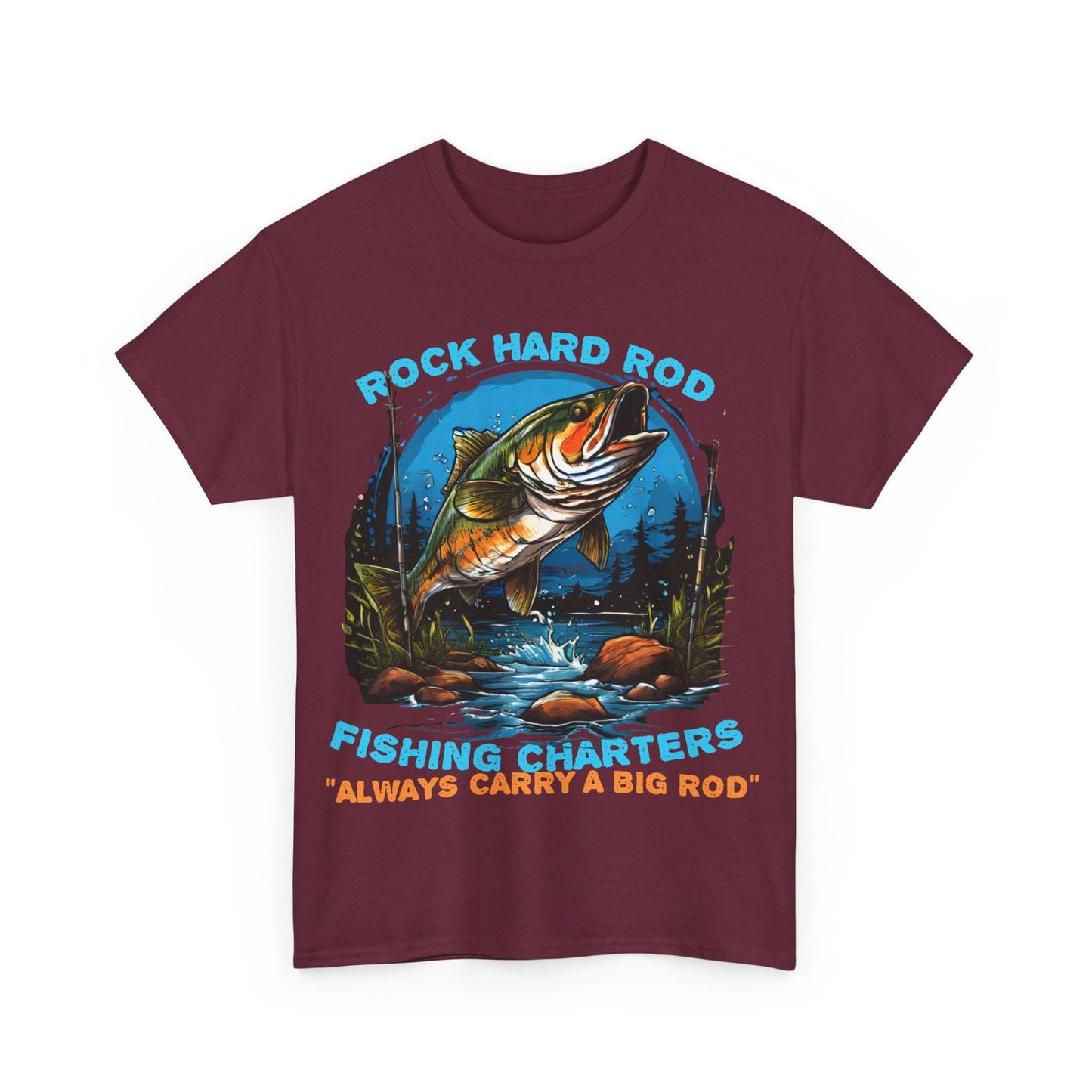 Rock Hard Rod Fishing Charters Unisex Heavy Cotton Tee - S-Mart Shop Smart Treasures
