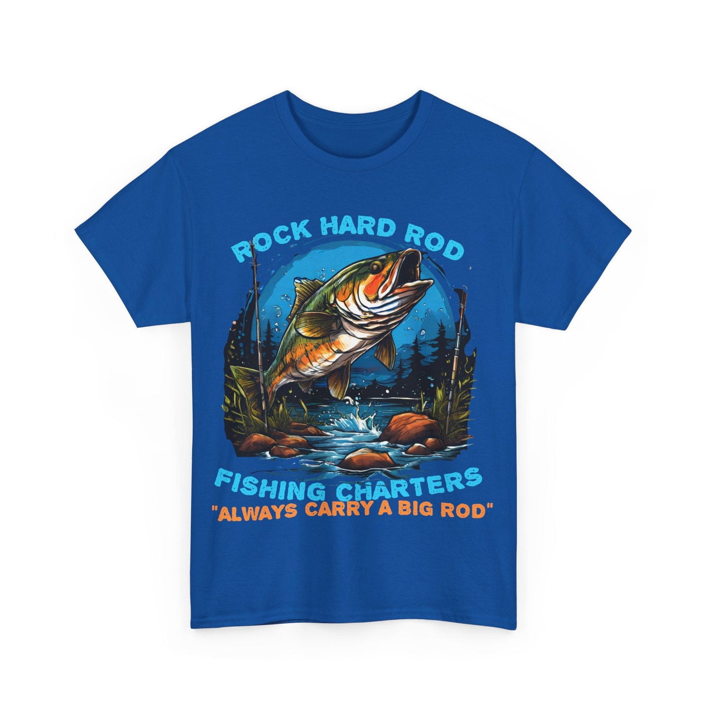 Rock Hard Rod Fishing Charters Unisex Heavy Cotton Tee - S-Mart Shop Smart Treasures