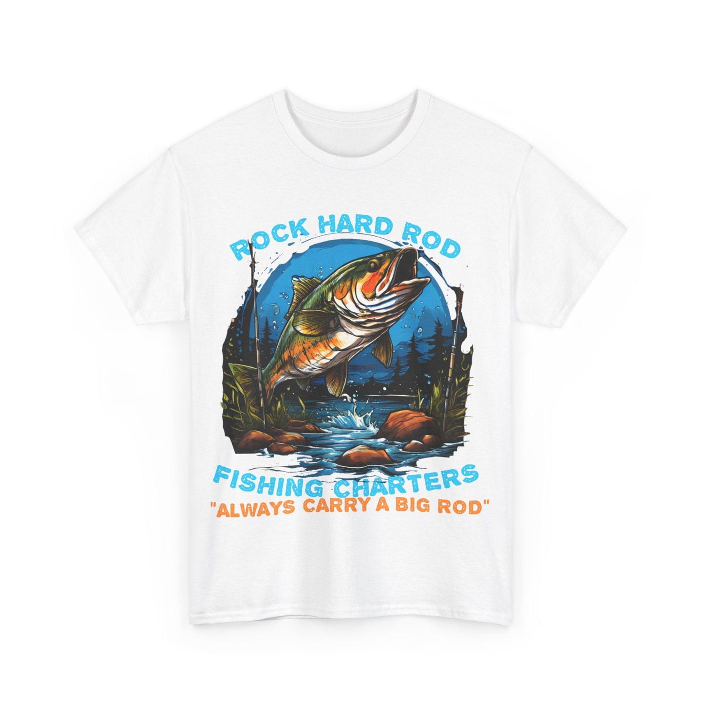 Rock Hard Rod Fishing Charters Unisex Heavy Cotton Tee - S-Mart Shop Smart Treasures