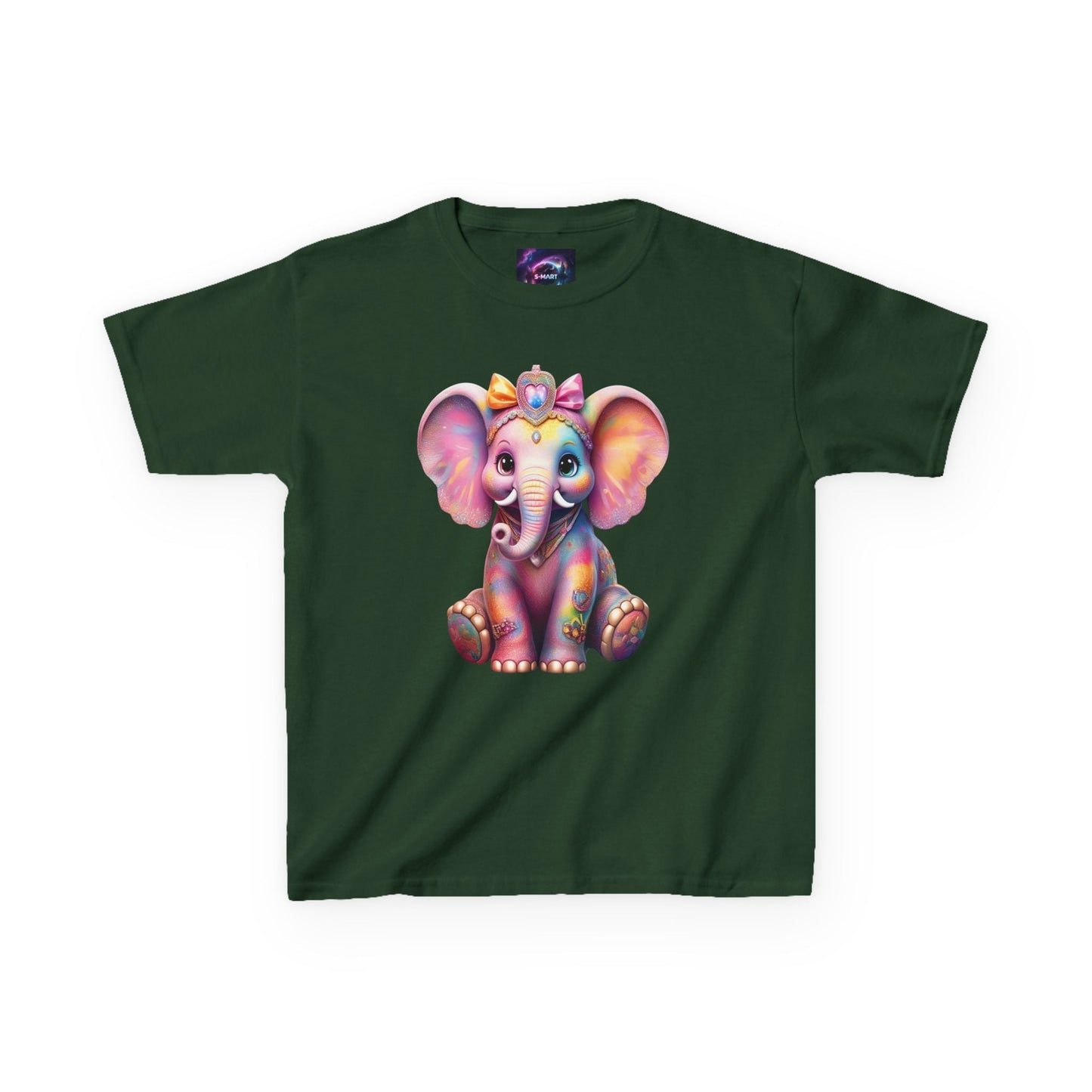 Colorful Elephant Kids Heavy Cotton Tee for Playful Adventures - S-Mart Shop Smart Treasures