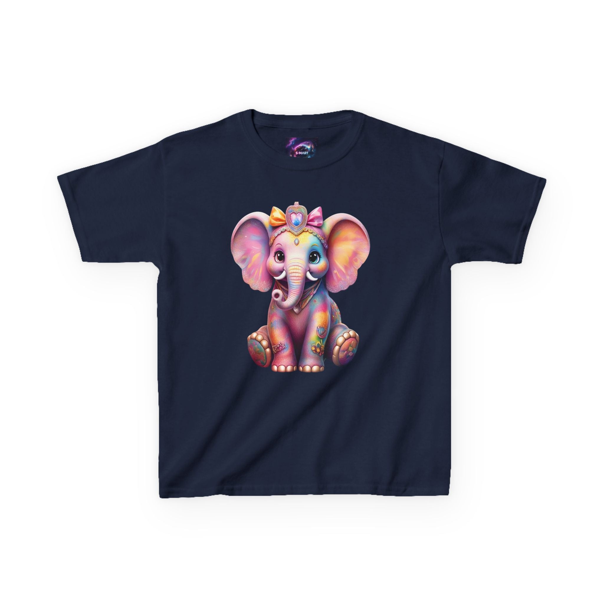 Colorful Elephant Kids Heavy Cotton Tee for Playful Adventures - S-Mart Shop Smart Treasures