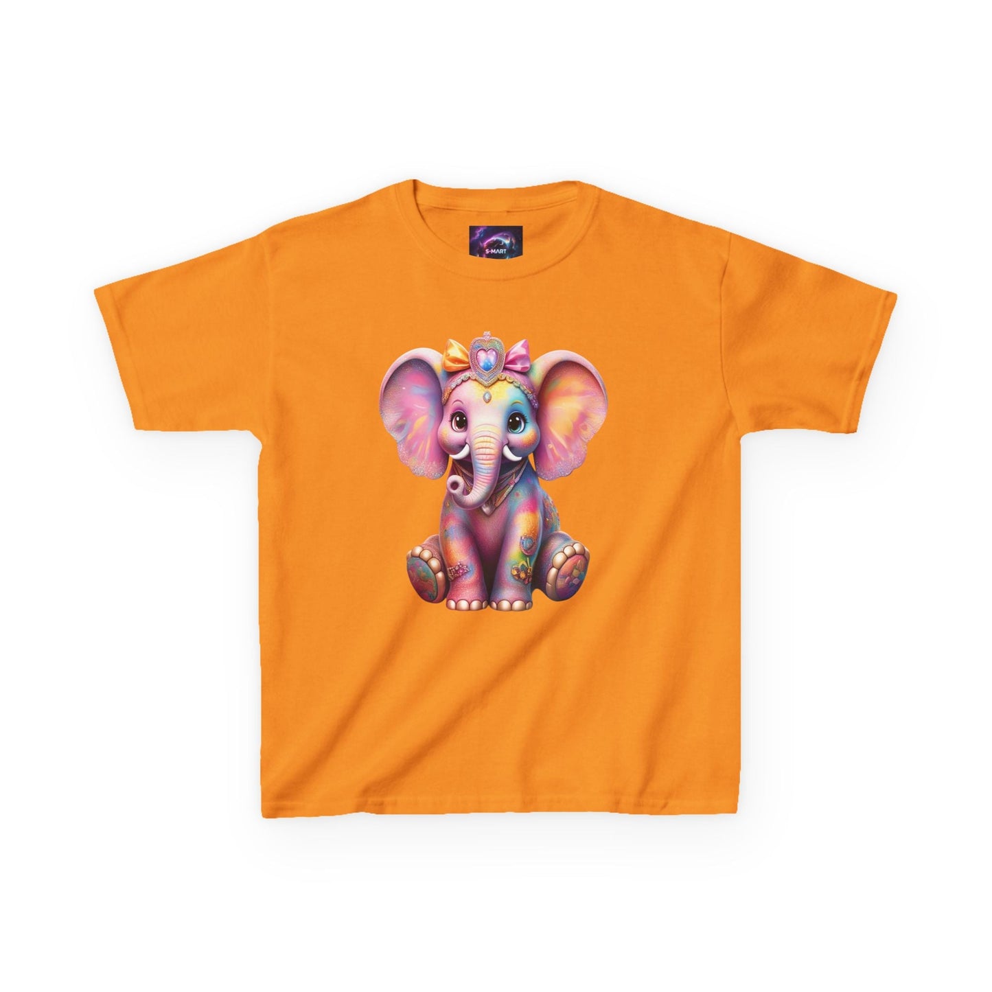Colorful Elephant Kids Heavy Cotton Tee for Playful Adventures - S-Mart Shop Smart Treasures