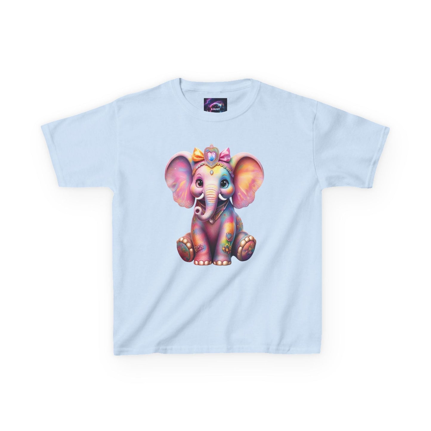 Colorful Elephant Kids Heavy Cotton Tee for Playful Adventures - S-Mart Shop Smart Treasures
