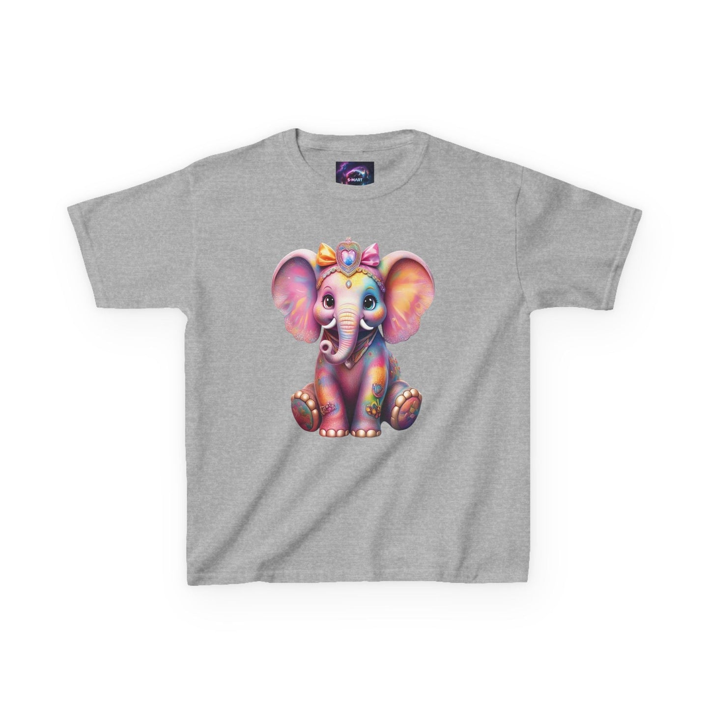 Colorful Elephant Kids Heavy Cotton Tee for Playful Adventures - S-Mart Shop Smart Treasures