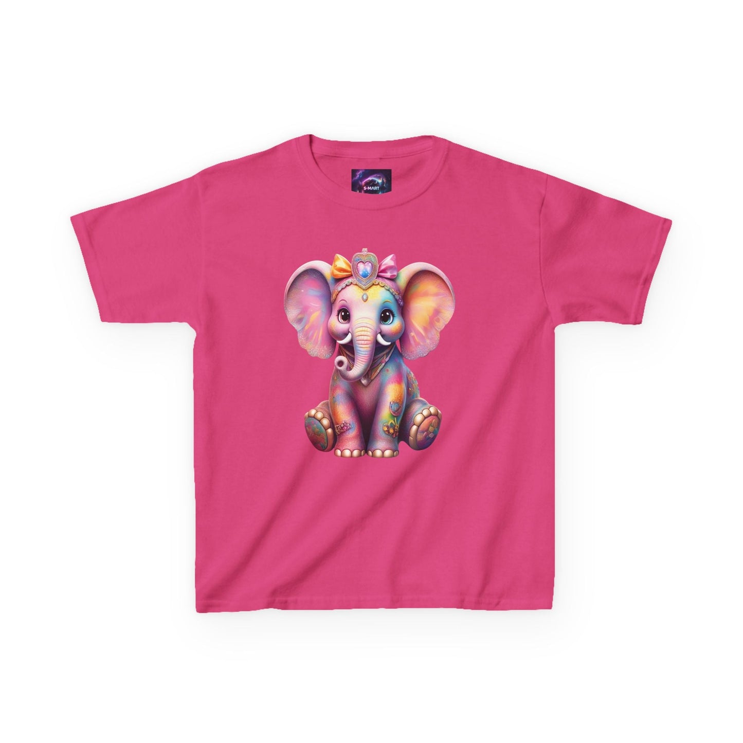 Colorful Elephant Kids Heavy Cotton Tee for Playful Adventures - S-Mart Shop Smart Treasures