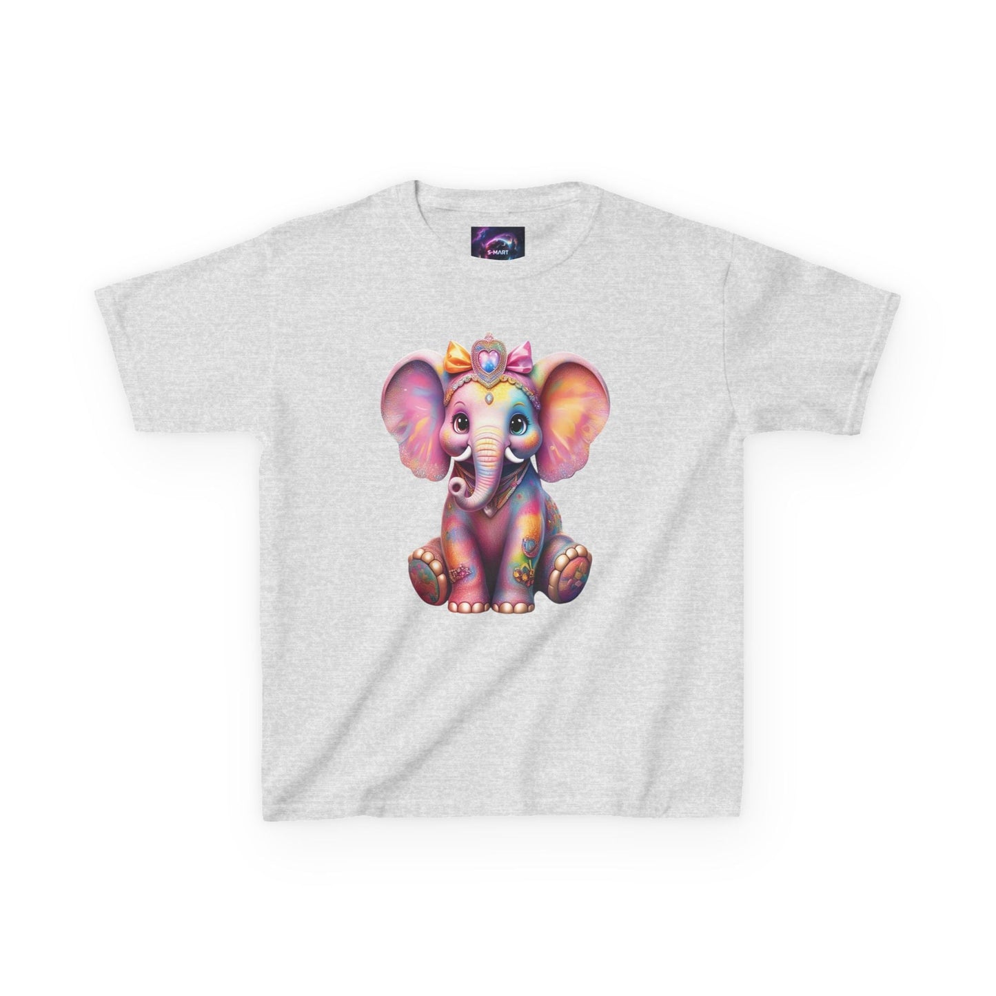 Colorful Elephant Kids Heavy Cotton Tee for Playful Adventures - S-Mart Shop Smart Treasures