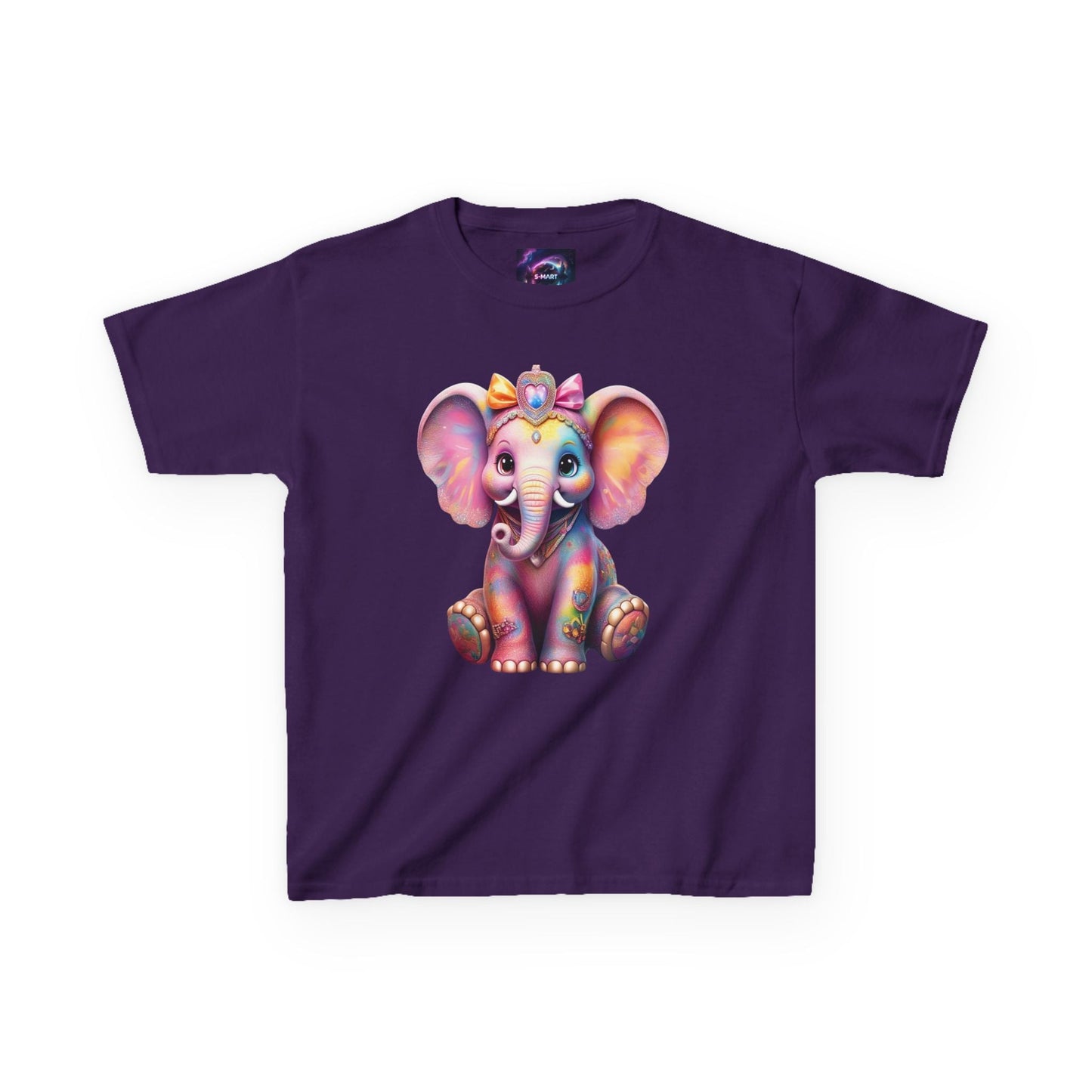 Colorful Elephant Kids Heavy Cotton Tee for Playful Adventures - S-Mart Shop Smart Treasures