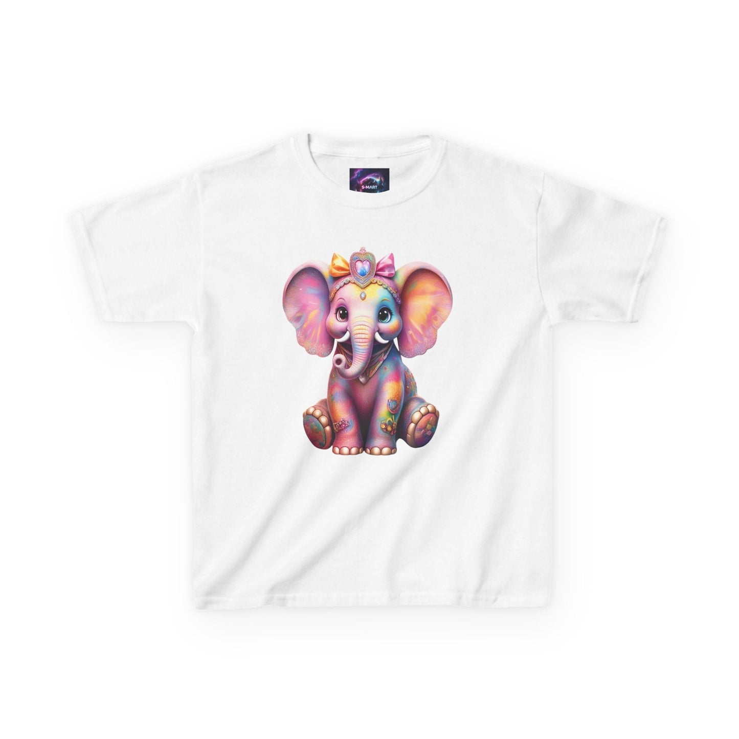 Colorful Elephant Kids Heavy Cotton Tee for Playful Adventures - S-Mart Shop Smart Treasures