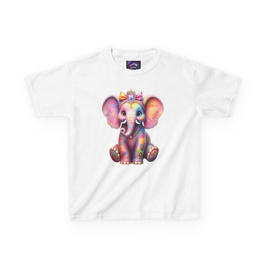 Colorful Elephant Kids Heavy Cotton Tee for Playful Adventures - S-Mart Shop Smart Treasures