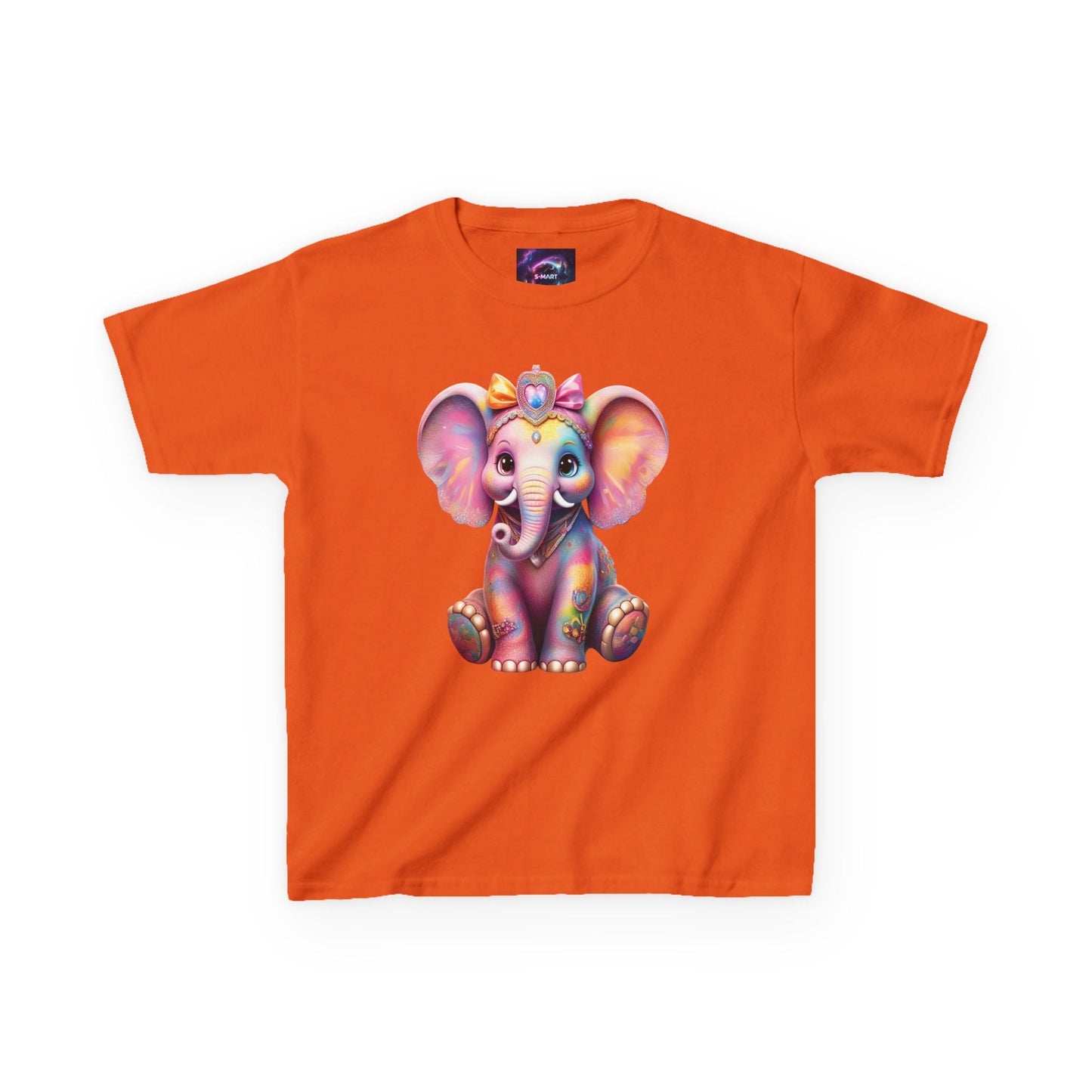 Colorful Elephant Kids Heavy Cotton Tee for Playful Adventures - S-Mart Shop Smart Treasures