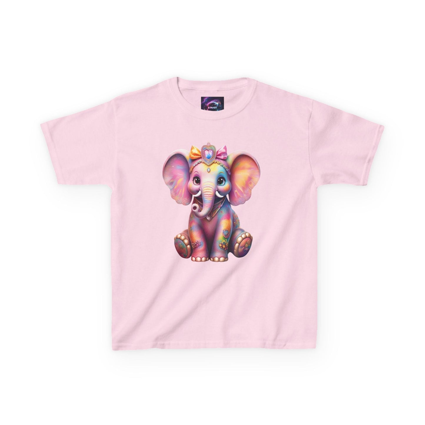 Colorful Elephant Kids Heavy Cotton Tee for Playful Adventures - S-Mart Shop Smart Treasures