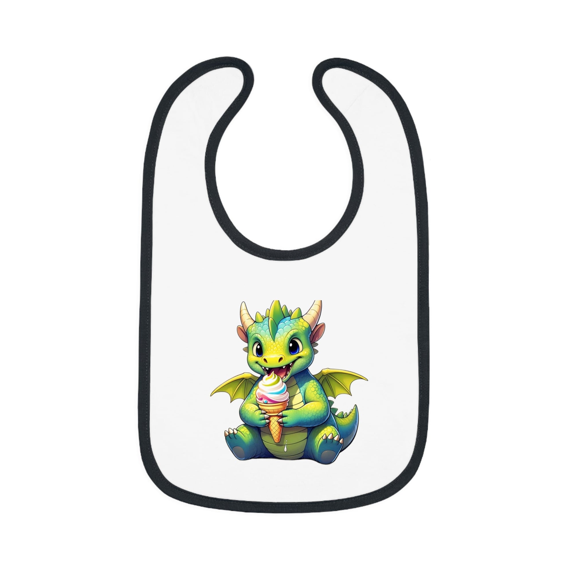 Cute Dragon Baby Bib with Contrast Trim - Perfect for Mealtime Fun - S - Mart Shop Smart Treasures