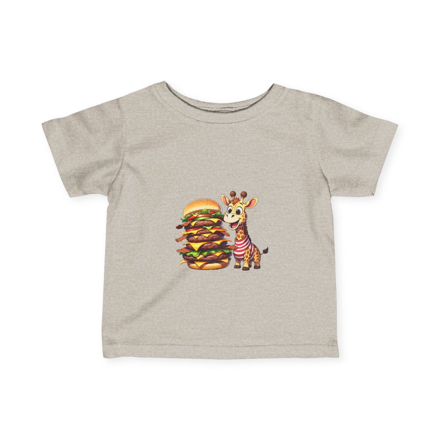 Cute Giraffe Eating Super Burger Infant Tee - Adorable Baby T-Shirt for Food Lovers - S-Mart Shop Smart Treasures