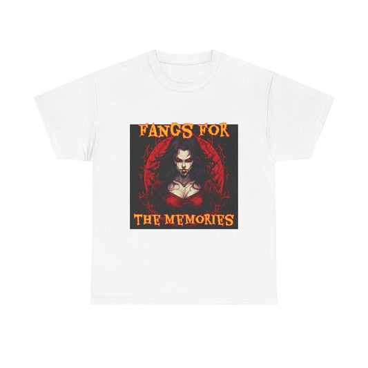 Fangs For The Memories Unisex Heavy Cotton Tee - Gothic Halloween T-Shirt - S-Mart Shop Smart Treasures