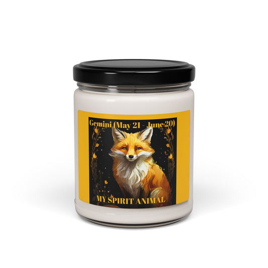 Gemini (May 21 - June 20) Fox-Themed Scented Soy Candle - 9oz | Cozy Home Decor & Gift for Nature Lovers - S-Mart Shop Smart Treasures