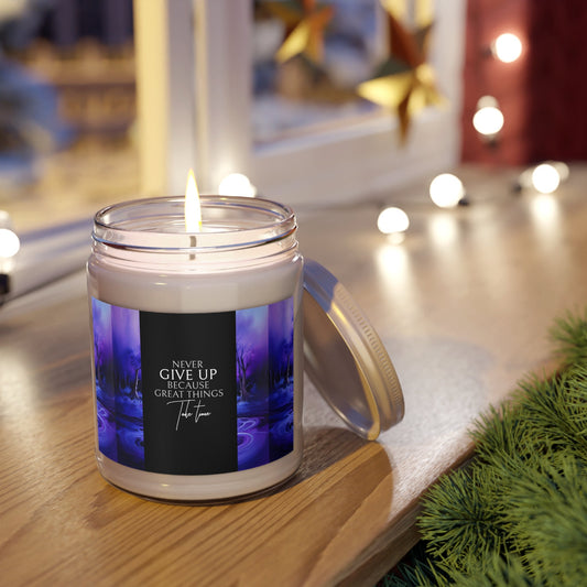 Inspirational Scented Candle - "Never Give Up" - 9oz Aromatherapy - S-Mart Shop Smart Treasures