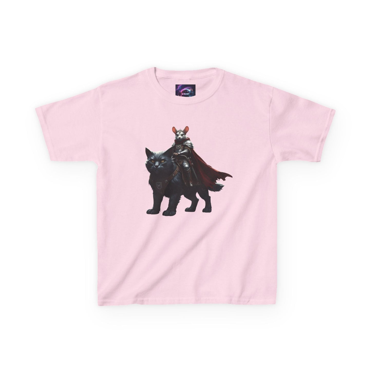 Kids Fantasy Adventure Mouse Riding Battle Cat Tee - Knight with Wolf Design - S-Mart Shop Smart Treasures