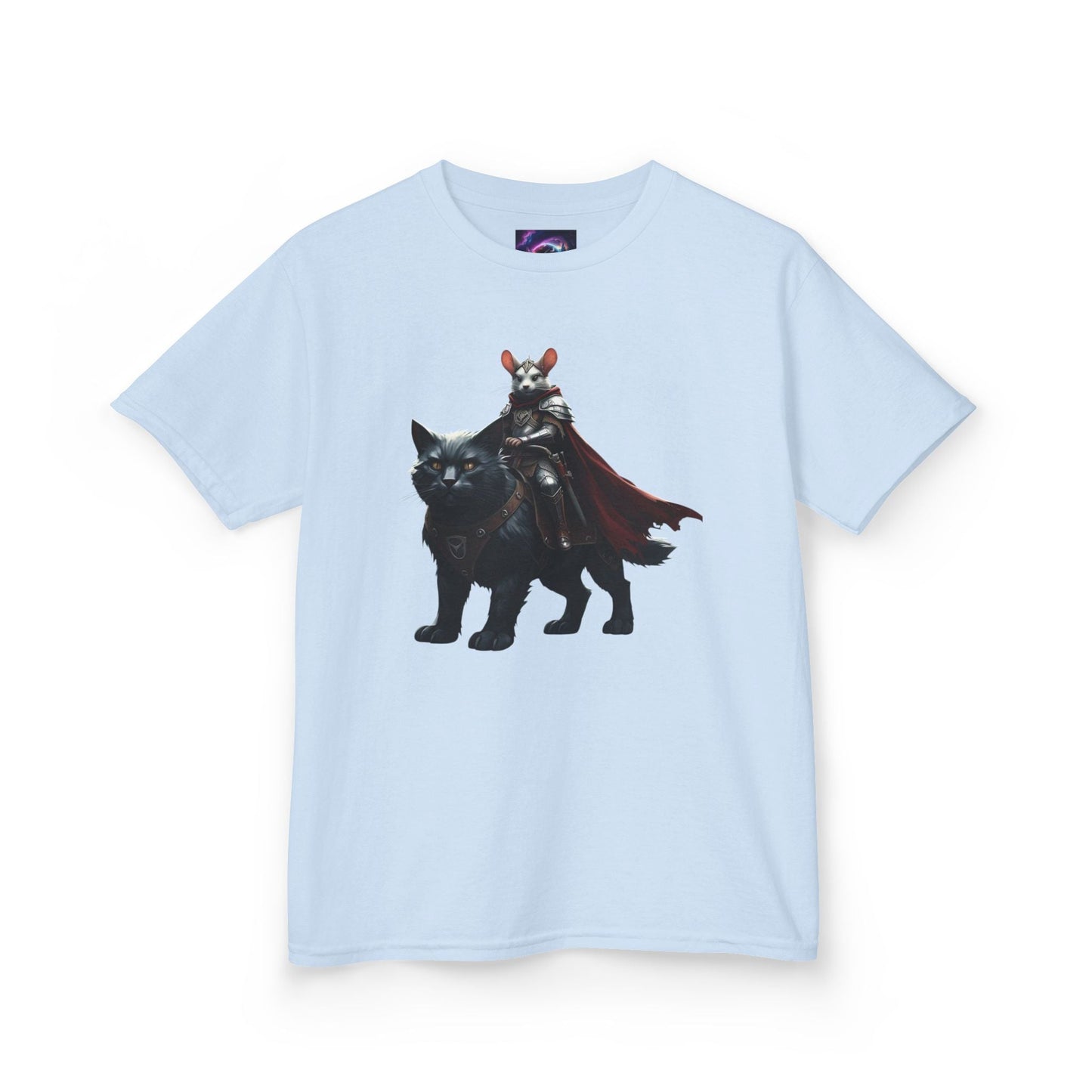 Kids Fantasy Adventure Mouse Riding Battle Cat Tee - Knight with Wolf Design - S-Mart Shop Smart Treasures